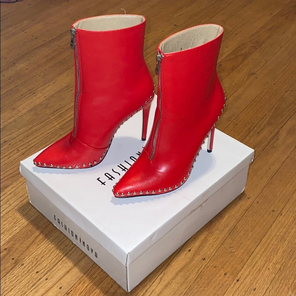 Red Stiletto Booties